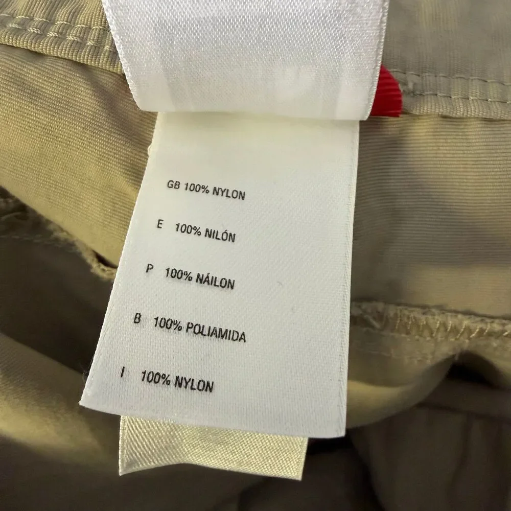 The North Face Mens Cargo Shorts L Tan Khaki Nylon Hiking Outdoor Elastic Waist